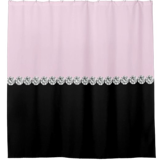 赤面ピンクと黒の宝石 シャワーカーテン (正面)