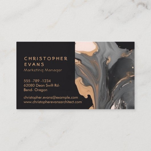 赤面ピンクと黒の液体抽象芸術大理石 名刺 (裏面)