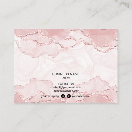 赤面ピンクのアフターケアカードまつげ拡張アイコン 名刺 (裏面)