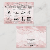 赤面ピンクのアフターケアカードまつげ拡張アイコン 名刺 (正面/裏面)