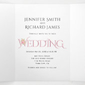 赤面ピンクのアンパサンドとピンクのバラ結婚ーズ 三つ折り招待状 (内部中)