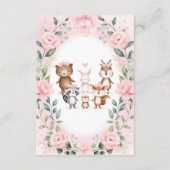 赤面ピンクのウッドランドの赤ちゃん女の子のための動物書籍 エンクロージャーカード (裏面)