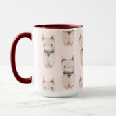 赤面ピンクのクリスマスキャッツ マグカップ (左)