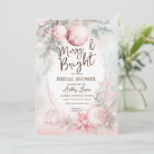 赤面ピンクのクリスマスブライダルシャワー 招待状 (スタンド正面)