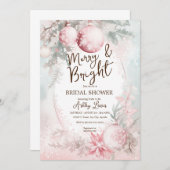 赤面ピンクのクリスマスブライダルシャワー 招待状 (正面/裏面)