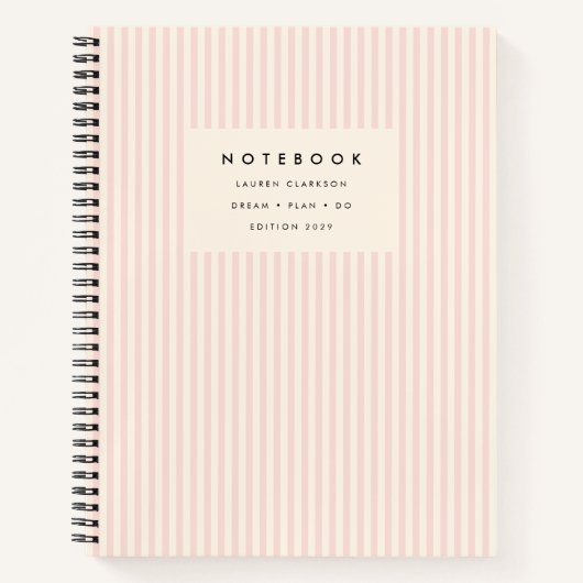 赤面ピンクのクリームの背景ストライプの緩和曲線 ノートブック (正面)