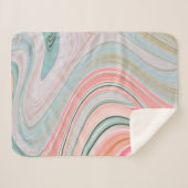 赤面ピンクのコーラルミントグリーンのレインボーマーブル渦巻き シェルパブランケット (正面(横))