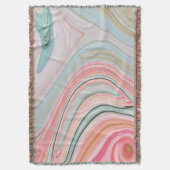 赤面ピンクのコーラルミントグリーンのレインボーマーブル渦巻き スローブランケット (正面縦)