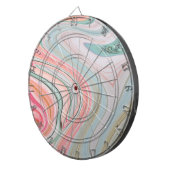 赤面ピンクのコーラルミントグリーンのレインボーマーブル渦巻き ダーツボード (正面右)