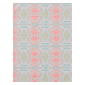 赤面ピンクのコーラルミントグリーンのレインボーマーブル渦巻き テーブルクロス (正面)