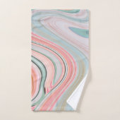 赤面ピンクのコーラルミントグリーンのレインボーマーブル渦巻き バスタオルセット (ハンドタオル)