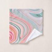 赤面ピンクのコーラルミントグリーンのレインボーマーブル渦巻き バスタオルセット (ウォッシュタオル)