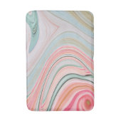 赤面ピンクのコーラルミントグリーンのレインボーマーブル渦巻き バスマット (正面縦)