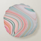 赤面ピンクのコーラルミントグリーンのレインボーマーブル渦巻き ラウンドクッション (裏面)