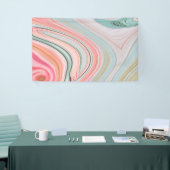 赤面ピンクのコーラルミントグリーンのレインボーマーブル渦巻き 横断幕 (トレードショー)