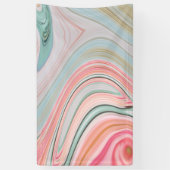 赤面ピンクのコーラルミントグリーンのレインボーマーブル渦巻き 横断幕 (縦)