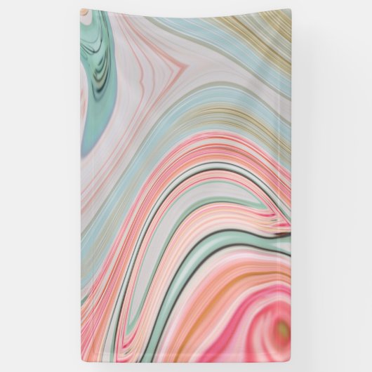 赤面ピンクのコーラルミントグリーンのレインボーマーブル渦巻き 横断幕 (縦)
