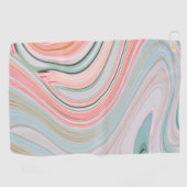 赤面ピンクのコーラルミントグリーン大理石の渦巻き虹 ゴルフタオル (横)