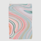 赤面ピンクのコーラルミントグリーン大理石の渦巻き虹 ゴルフタオル (正面)