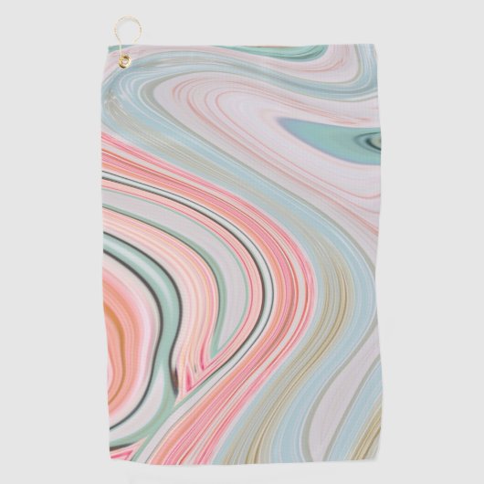 赤面ピンクのコーラルミントグリーン大理石の渦巻き虹 ゴルフタオル (正面)