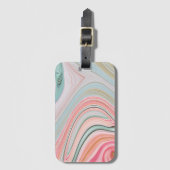 赤面ピンクのコーラルミントグリーン大理石の渦巻き虹 ラゲッジタグ (正面縦)