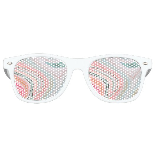 赤面ピンクのコーラルミントグリーン大理石の渦巻き虹 レトロサングラス (正面)