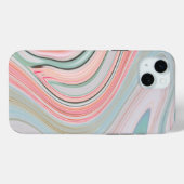 赤面ピンクのコーラルミントグリーン大理石の渦巻き虹 Case-Mate iPhoneケース (裏面 (横))
