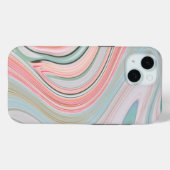 赤面ピンクのコーラルミントグリーン大理石の渦巻き虹 Case-Mate iPhoneケース (裏面 (横))