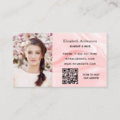 赤面ピンクのサテンシルクエレガント写真QRコード 名刺 (裏面)