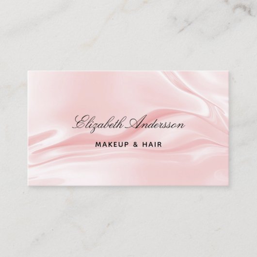 赤面ピンクのサテンシルクエレガント写真QRコード 名刺 (正面)