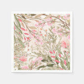 赤面ピンクのサンゴの森の緑の水色フローラ スタンダードカクテルナプキン (正面)