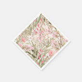 赤面ピンクのサンゴの森の緑の水色フローラ スタンダードカクテルナプキン (角)