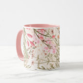 赤面ピンクのサンゴの森の緑の水色フローラ マグカップ (正面左)