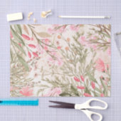 赤面ピンクのサンゴの森の緑の水色フローラ 薄葉紙 (クラフト)