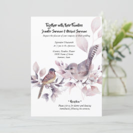 赤面ピンクのシナモンカントリーバードサマーシック 招待状