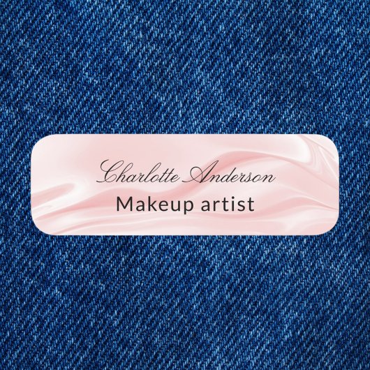 赤面ピンクのシルクサテンのサラリーマン 名札