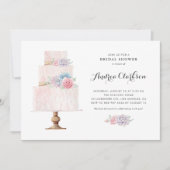 赤面ピンクのティアド・ケーキ多肉ブライダルシャワー 招待状 (正面)