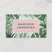 赤面ピンクのトロピカルビジネスカード 名刺 (正面)