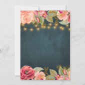 赤面ピンクのネイビーストリングライト引っ越し祝いパーティーパーティー 招待状 (裏面)