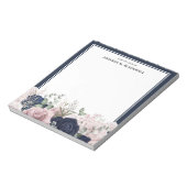 赤面ピンクのネイビーブルーのバラ ノートパッド (回転)