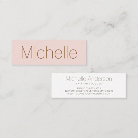 赤面ピンクのネッミニマルトワーク スキニー名刺 (正面/裏面)