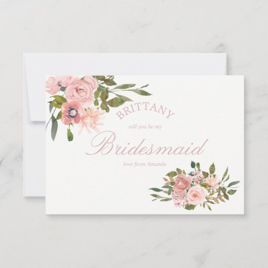 赤面ピンクのバラが私の花嫁になる 招待状 (正面)