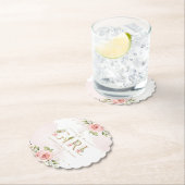 赤面ピンクのバラその女の子の赤ちゃんシャワー ペーパーコースター (インサイチュ)