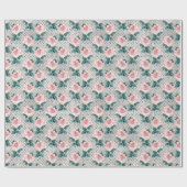 赤面ピンクのバラとドット ラッピングペーパー (フラット)