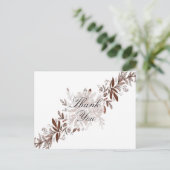 赤面ピンクのバラのスイープサンキューカード ポストカード (スタンド正面)