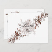 赤面ピンクのバラのスイープサンキューカード ポストカード (正面/裏面)