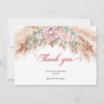 赤面ピンクのバラのススキ緑の赤ちゃんシャワー