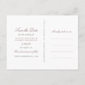 赤面ピンクのバラの写真の結婚式の日付を保存 案内ポストカード (裏面)