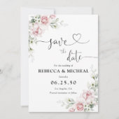 赤面ピンクのバラは日付カードを保存 セーブザデート (正面)