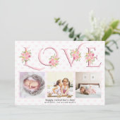 赤面ピンクのバラフローララブフォトヴァレンティーンズデイ シーズンカード (スタンド正面)
